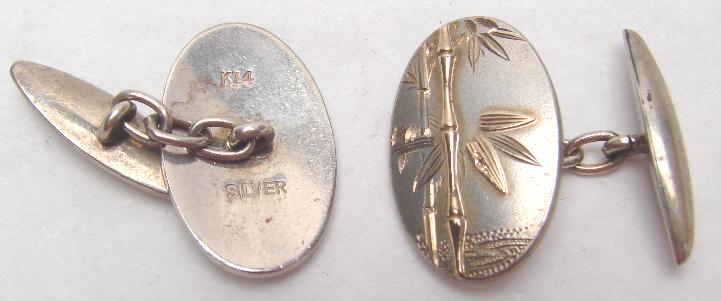 GOLD & STERLING ENGRAVED CUFF LINKS
