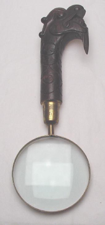 CARVED WOOD CHINESE HANDLE MAGNIFIER