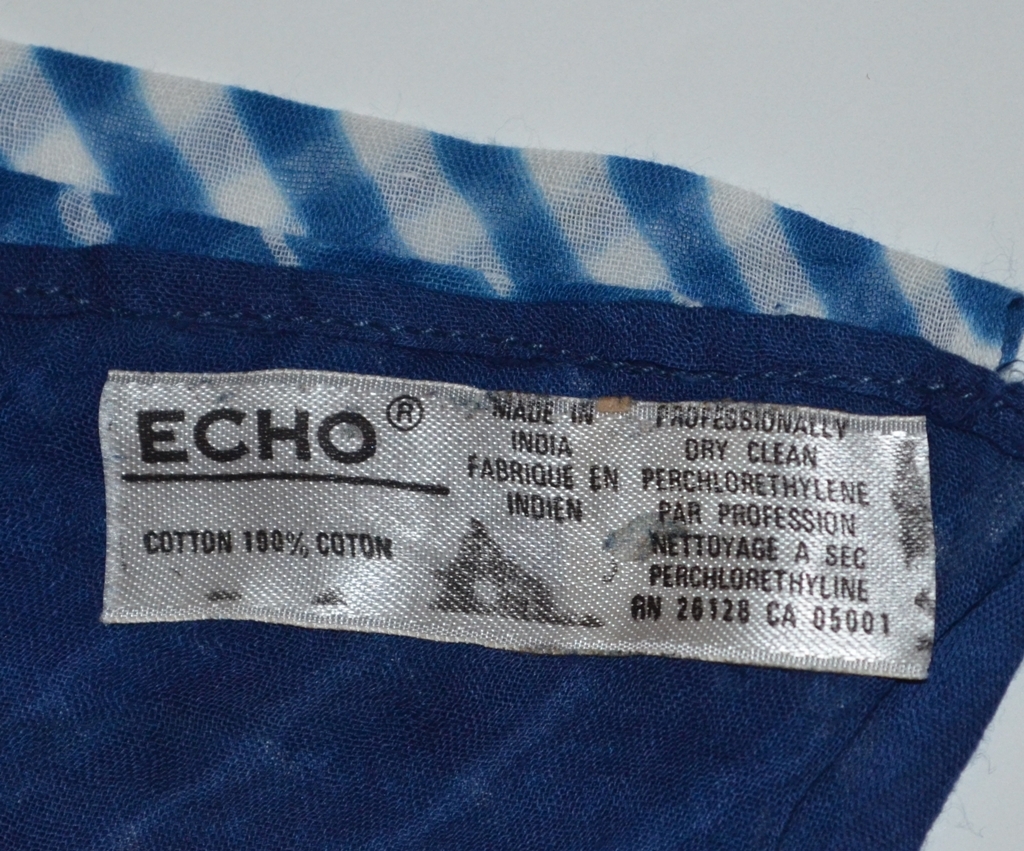 BLUE & WHITE MULTI PATTERN ECHO SHAWL